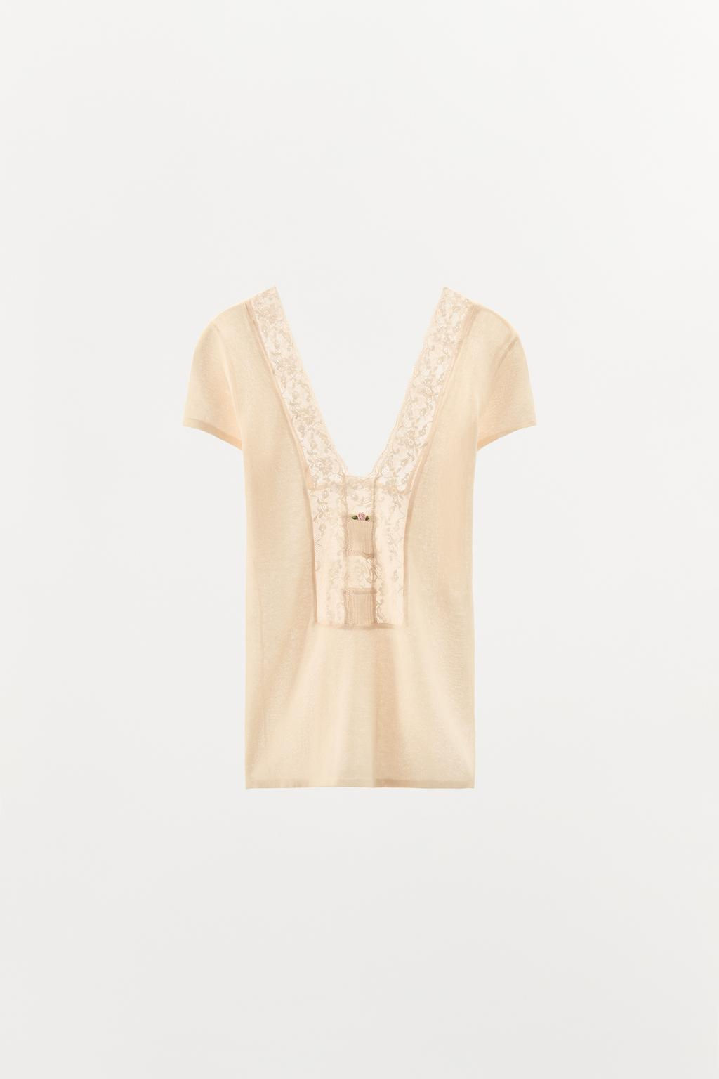 FLORAL LACE KNIT TOP - Zara фото 3