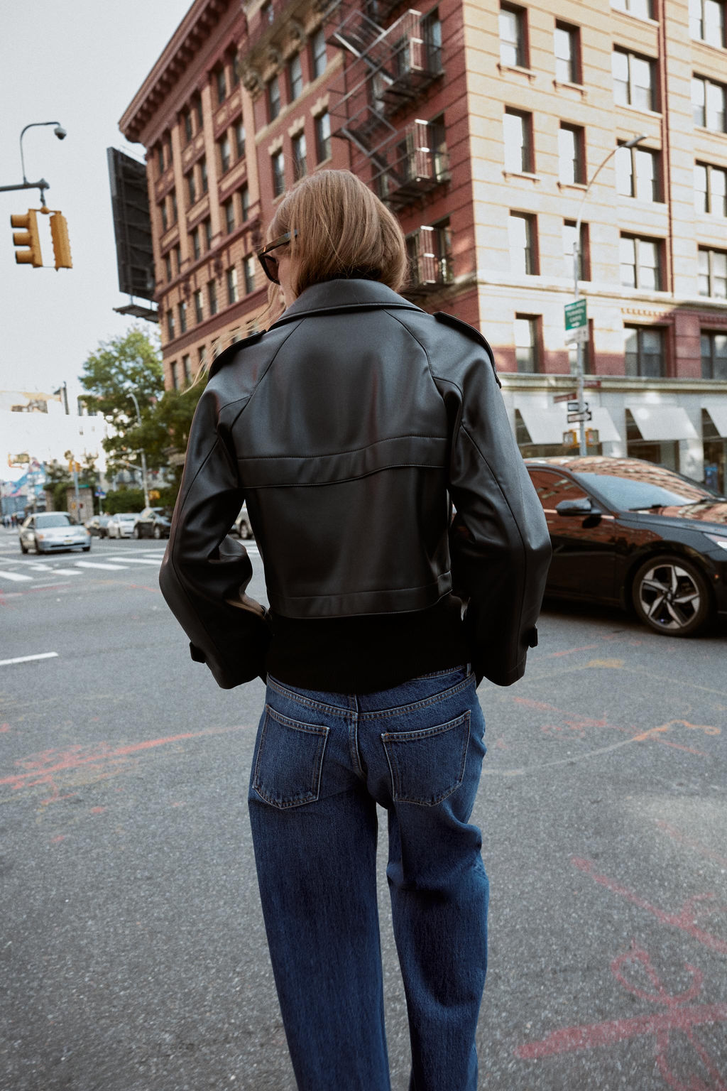 FAUX LEATHER SHORT TRENCH COAT