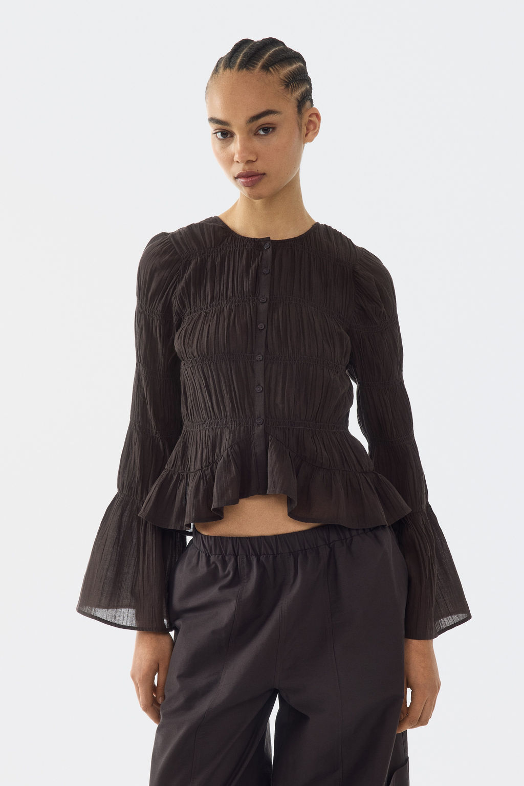 Blusa fruncida de algod?n - H&m фото 3