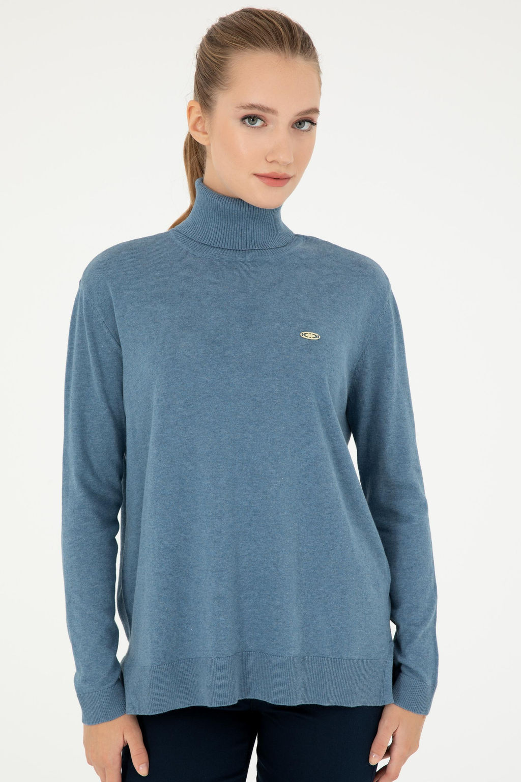 Женская синяя базовая водолазка - U.s. polo assn фото 3