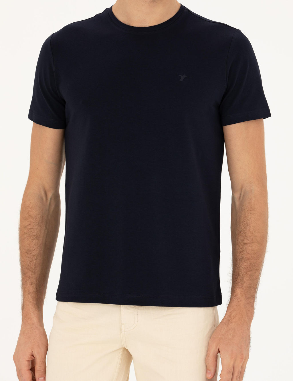 Lacivert Slim Fit Bisiklet Yaka Basic T-Shirt