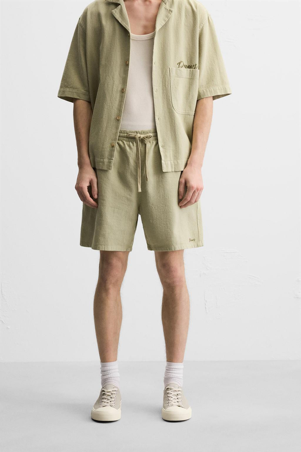 EMBROIDERED TEXTURED BERMUDA SHORTS - Zara фото 2