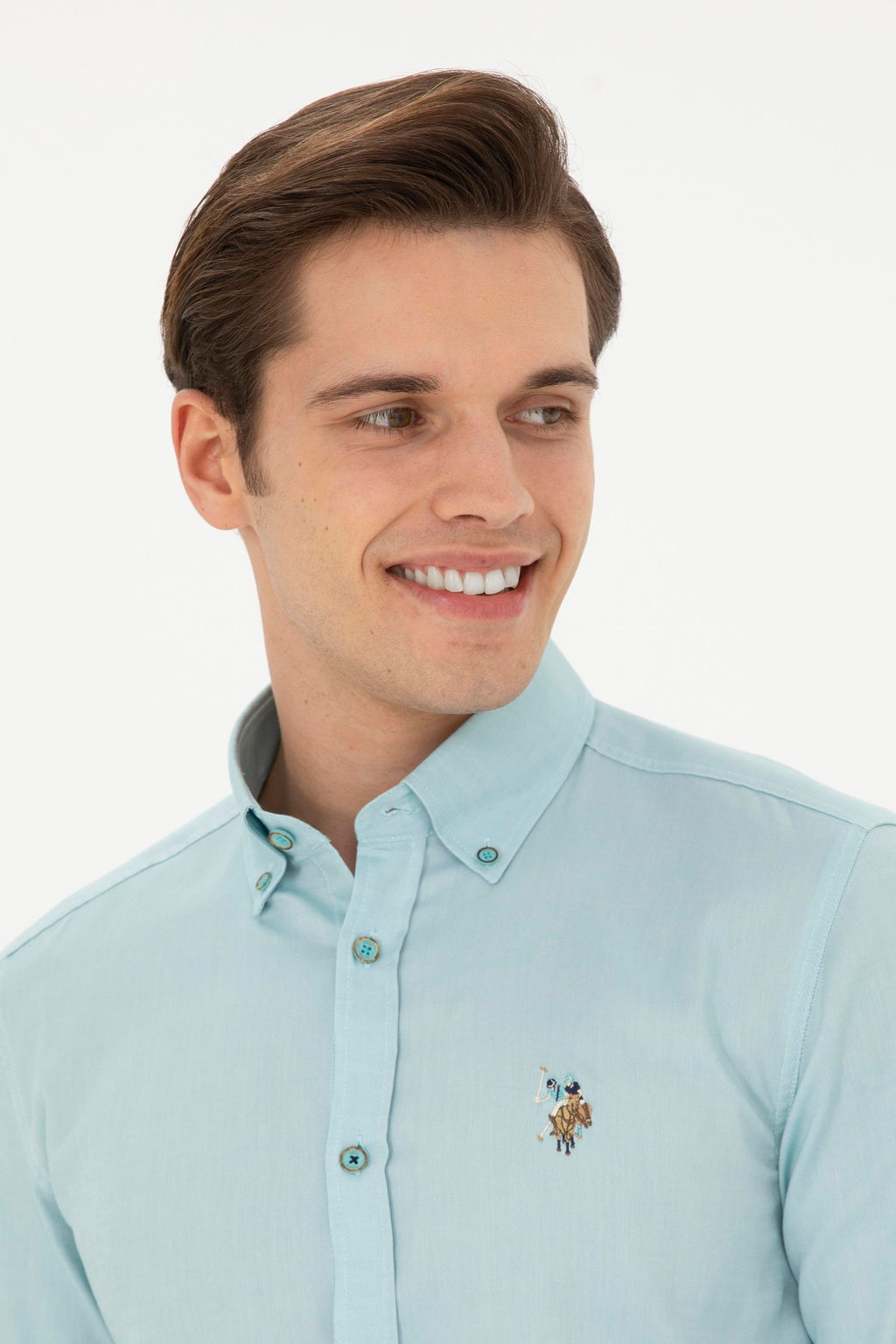 Мужская мятная базовая рубашка с длинным рукавом - U.s. polo assn фото 9