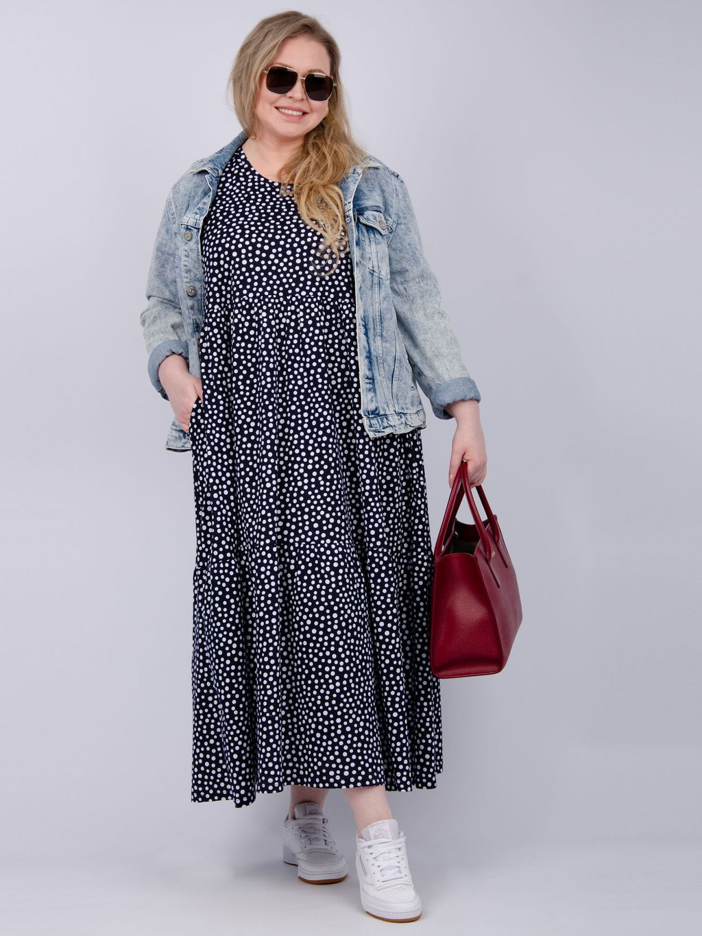 Платье "Диона" горох, трикотаж (М)