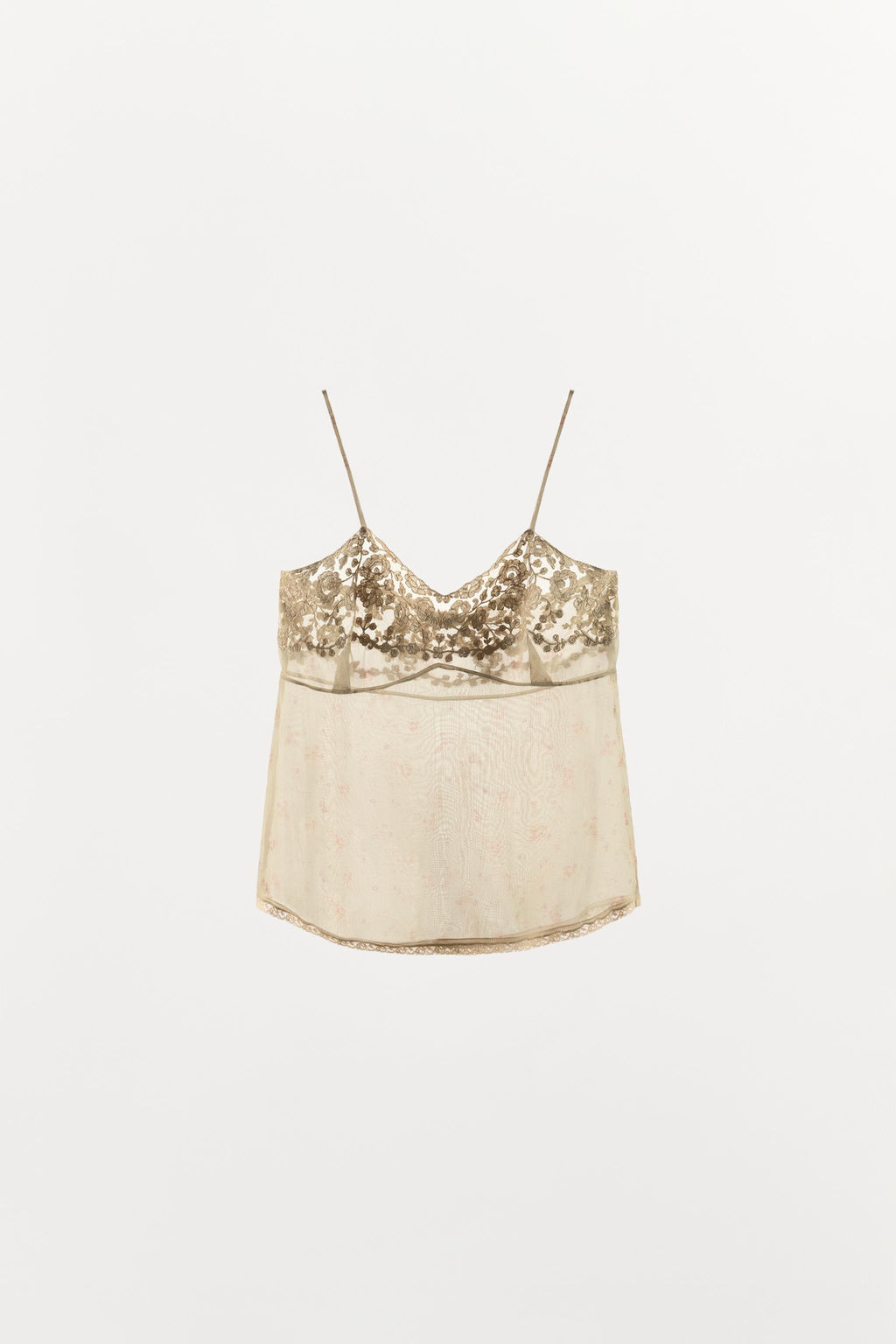TOP ORGANZA ESTAMPADO BORDADOS / Crudo - Zara фото 5