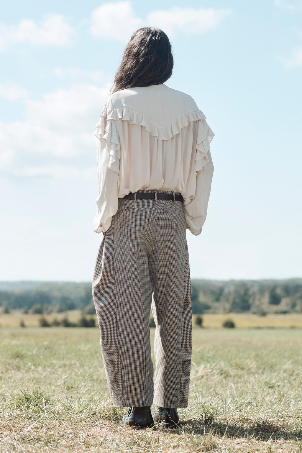 LIMITED EDITION BALLOON CHECK TROUSERS WITH WOOL