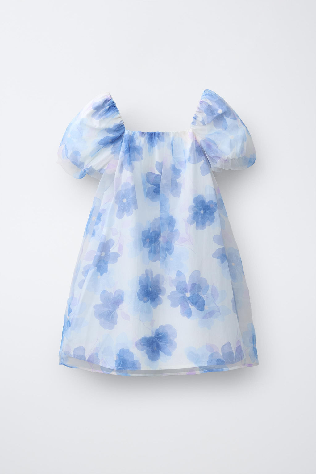 VESTIDO ORGANZA ESTAMPADO FLORES / Crudo / Azul - Zara фото 2