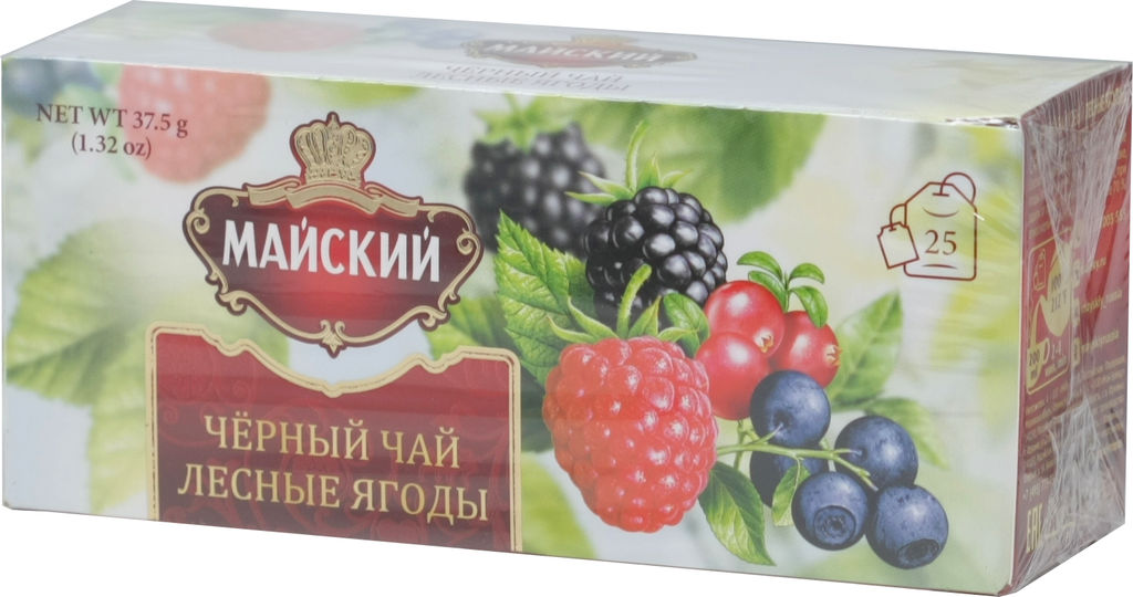 Майский. Черный (лесные ягоды) карт.упаковка, 25 пак.