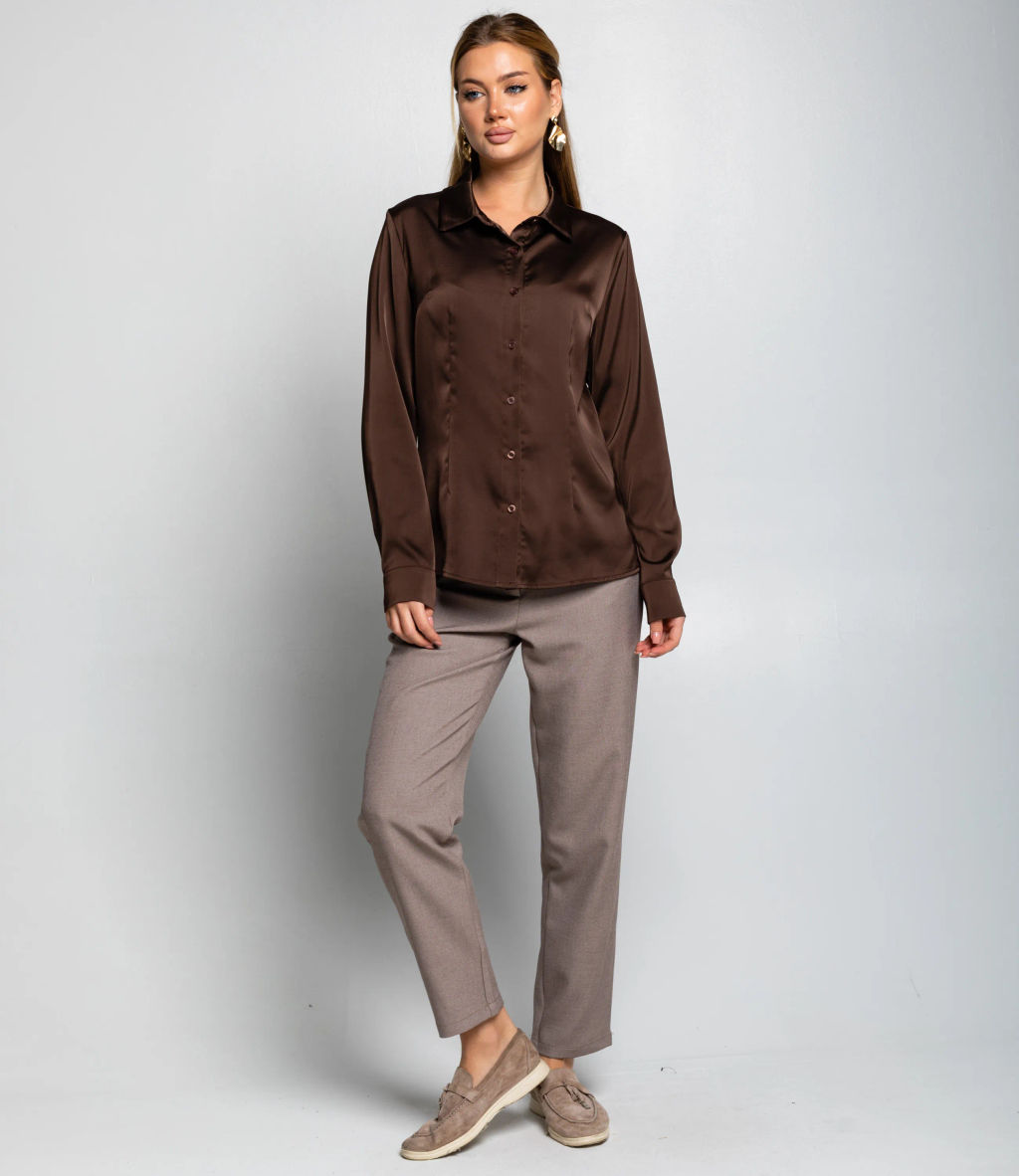 Блуза #ОКТ025022, тёмно-коричневый - Dommod фото 4