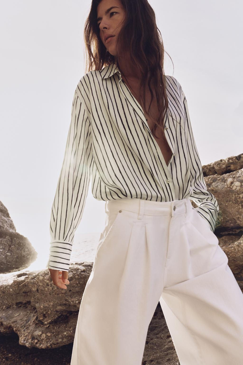STRIPED SATIN SHIRT - Zara фото 2
