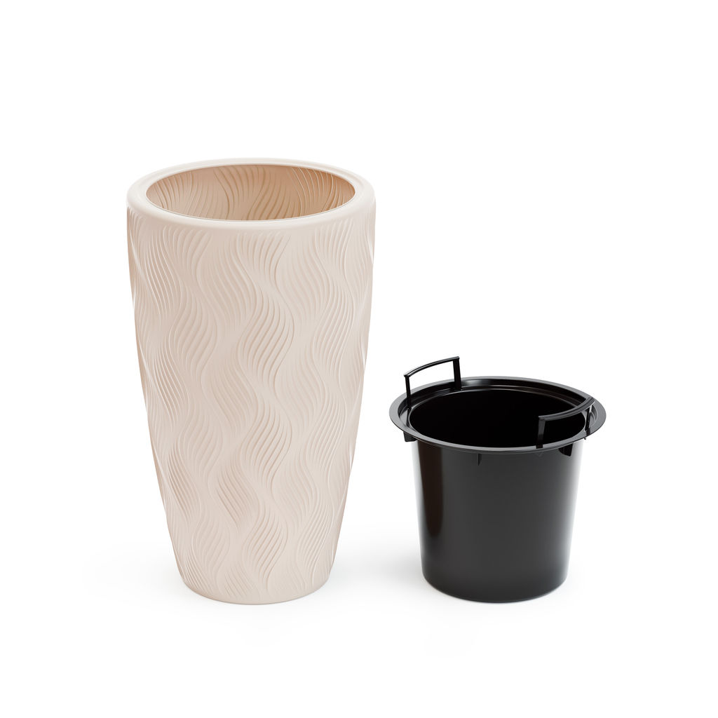 Кашпо "Флэйм" 24л (со вставкой 207х173мм) (св.бежевый) М8886