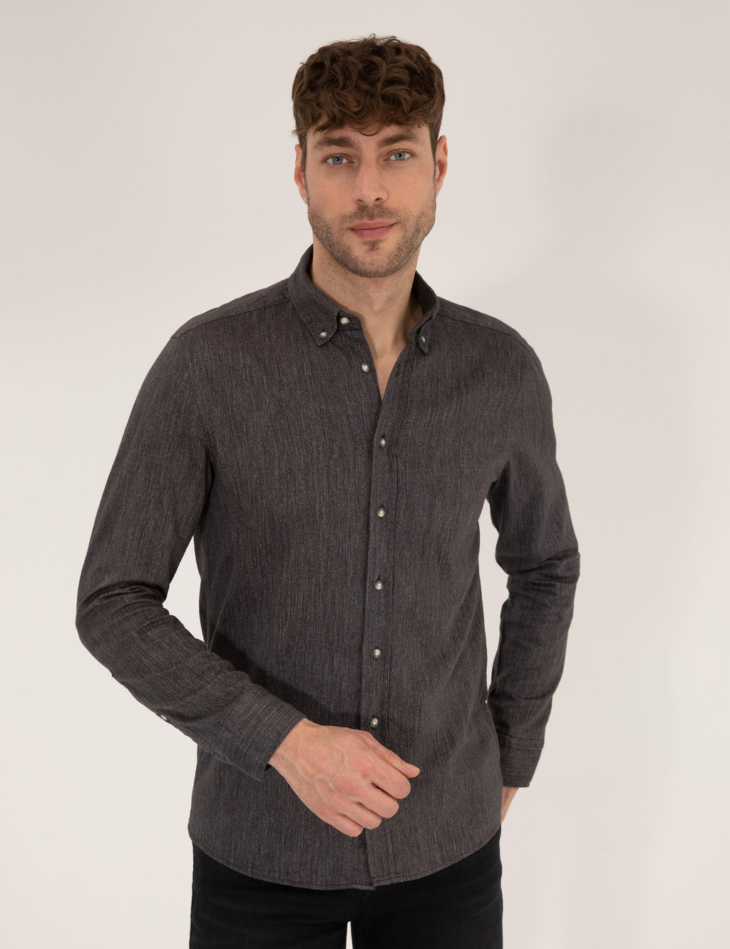 Siyah Slim Fit Uzun Kollu G_mlek - Pierre cardin фото 3