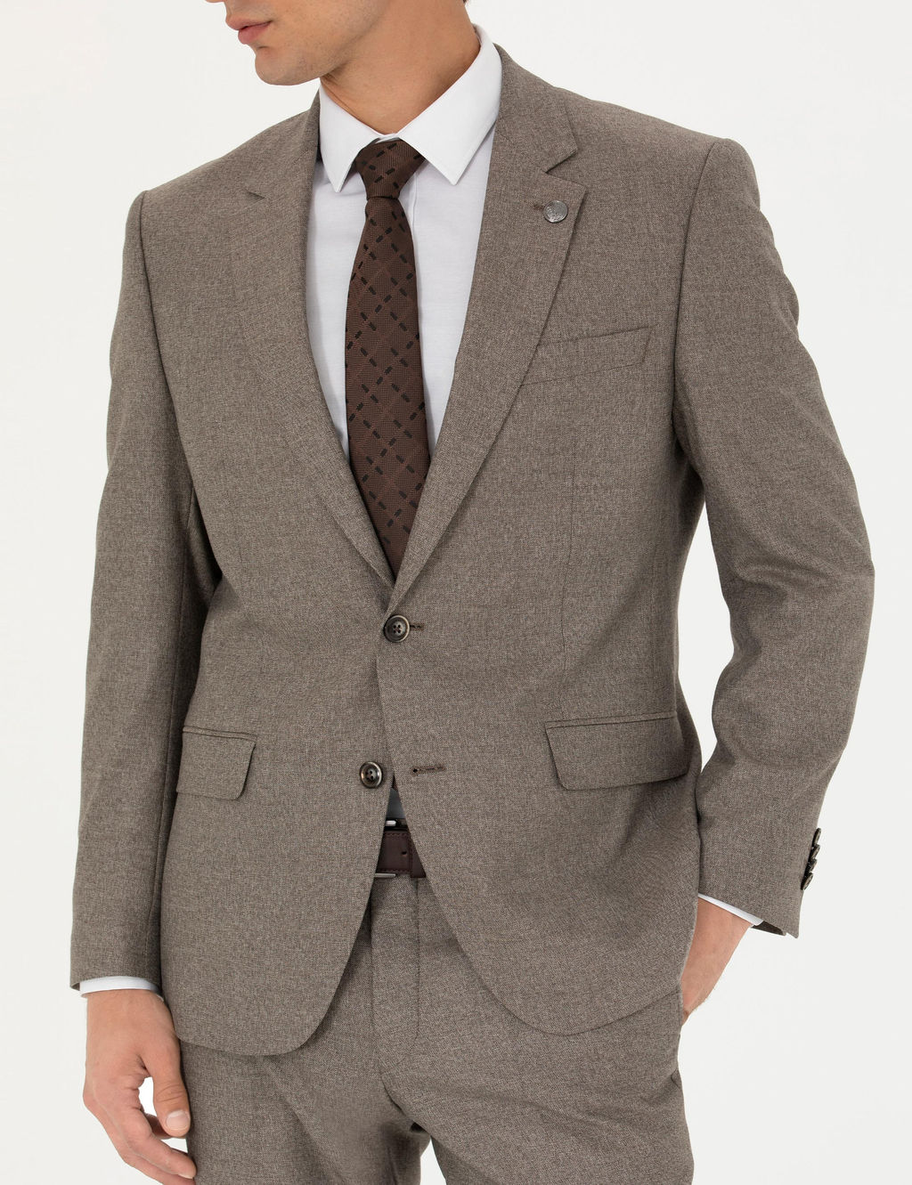 A__k Kahverengi Slim Fit Tak_m Elbise