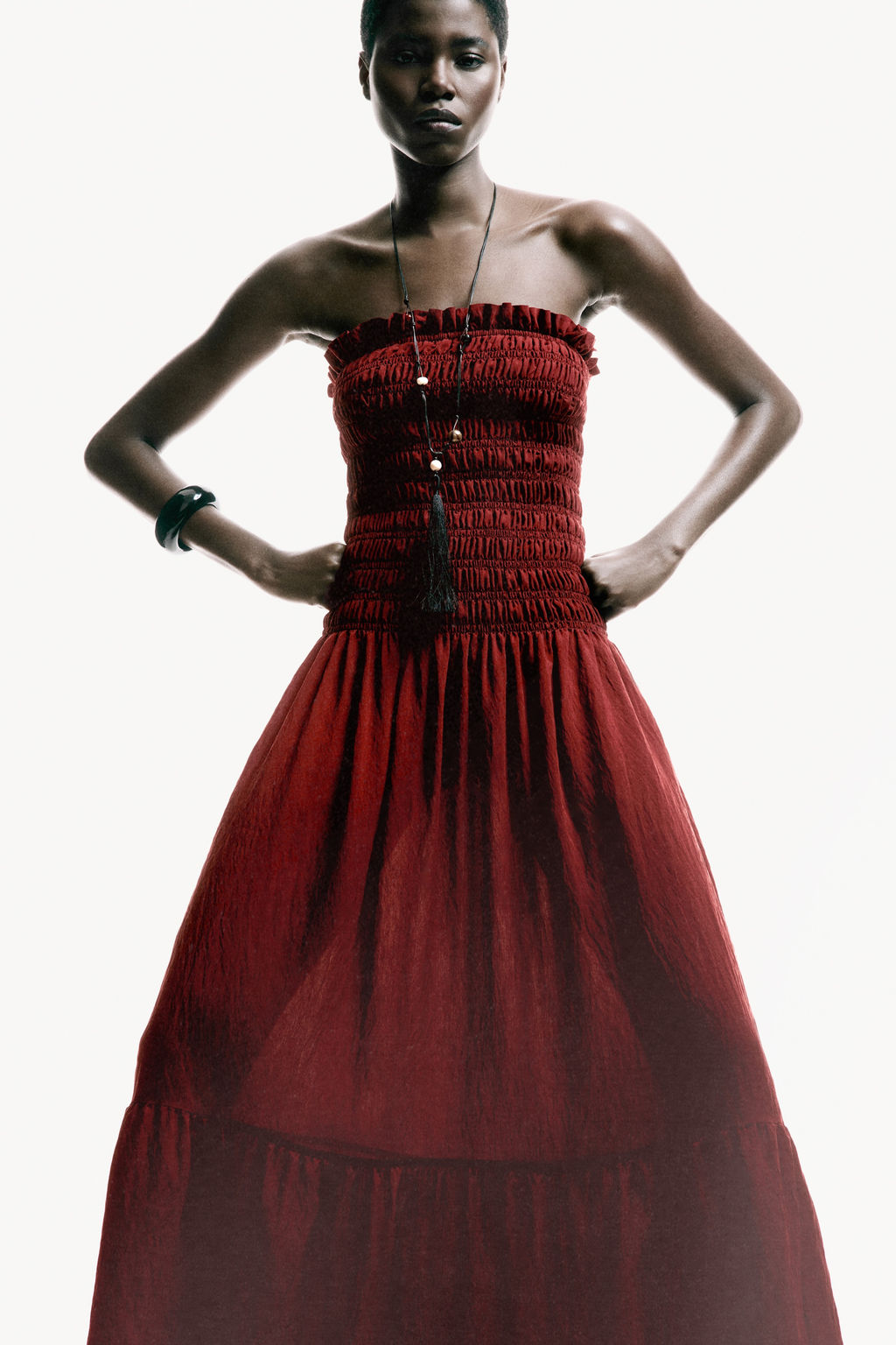 Vestido bandeau con cuerpo nido de abeja - H&m фото 2