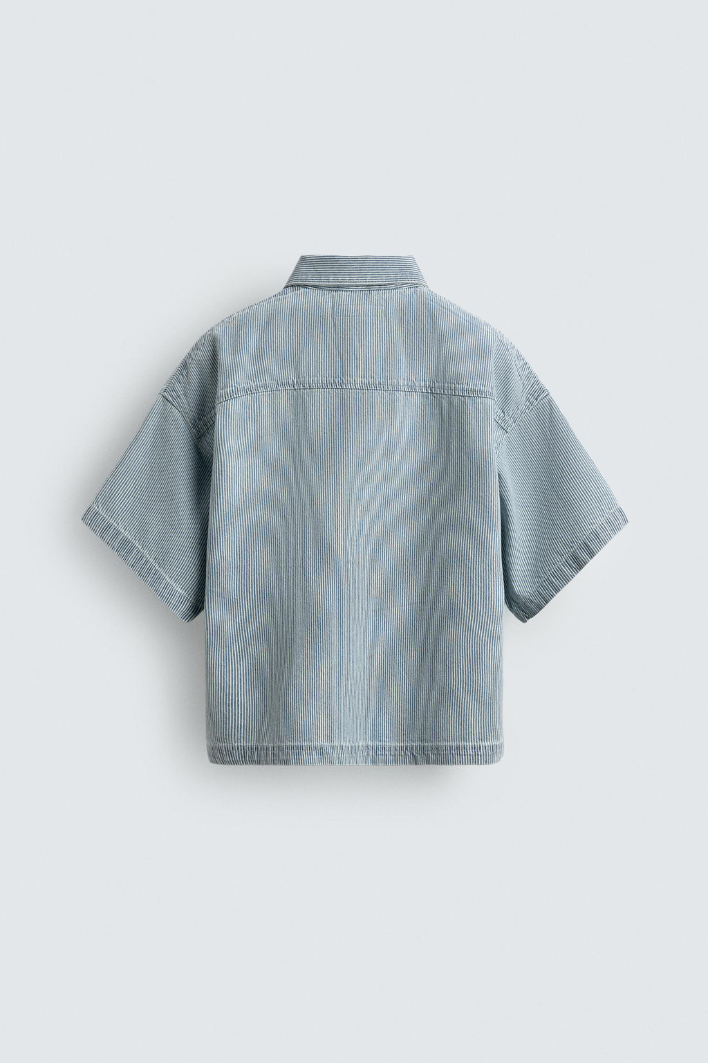 POLO BOXY FIT LAVADO RAYAS / Azul claro - Zara фото 8