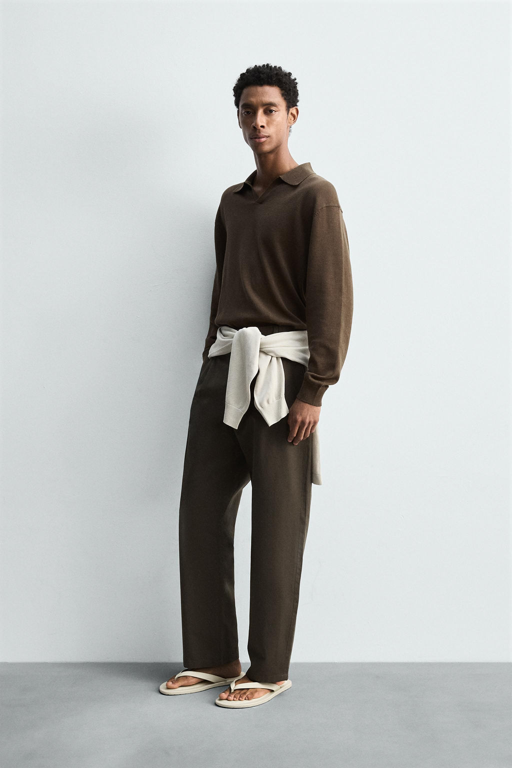 COTTON/LINEN PLEATED TROUSERS - Zara фото 4
