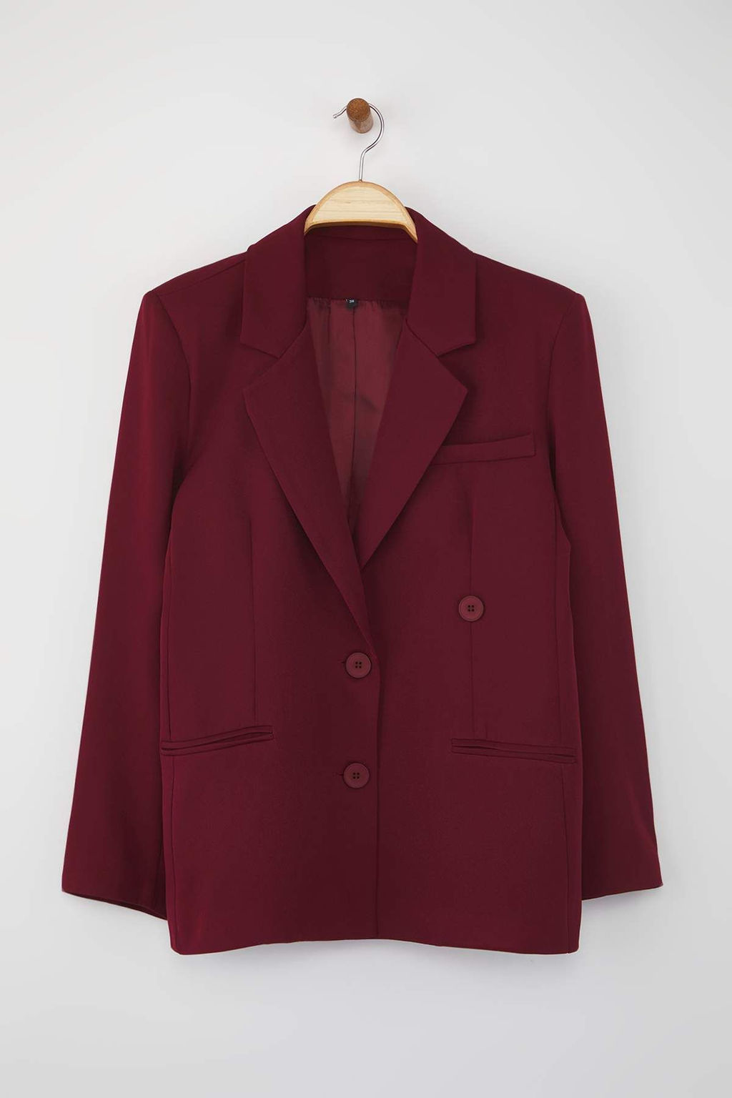 Bordo Kruvaze Kapama Dugme Detayl? Dokuma Blazer Ceket TWOAW26BC00014
