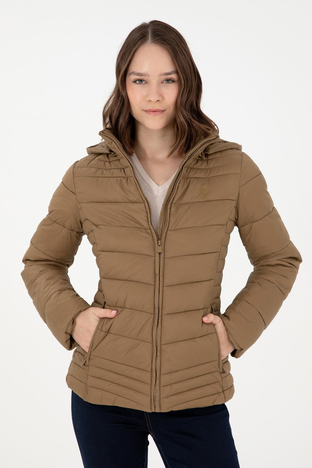 Женское пальто цвета хаки Неожиданная скидка в корзине - U.s. polo assn фото 10