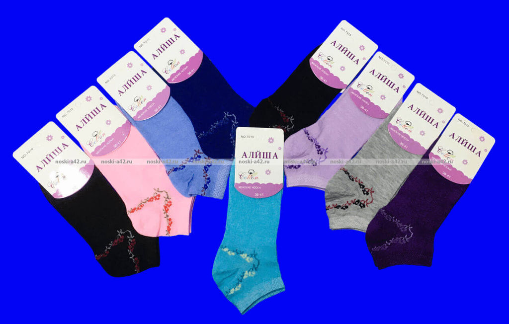 Цена за 12 пар. Следки женские однотонные "Цветочки"