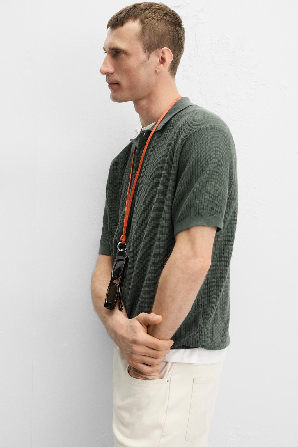 RIBBED KNIT POLO SHIRT - Zara фото 22