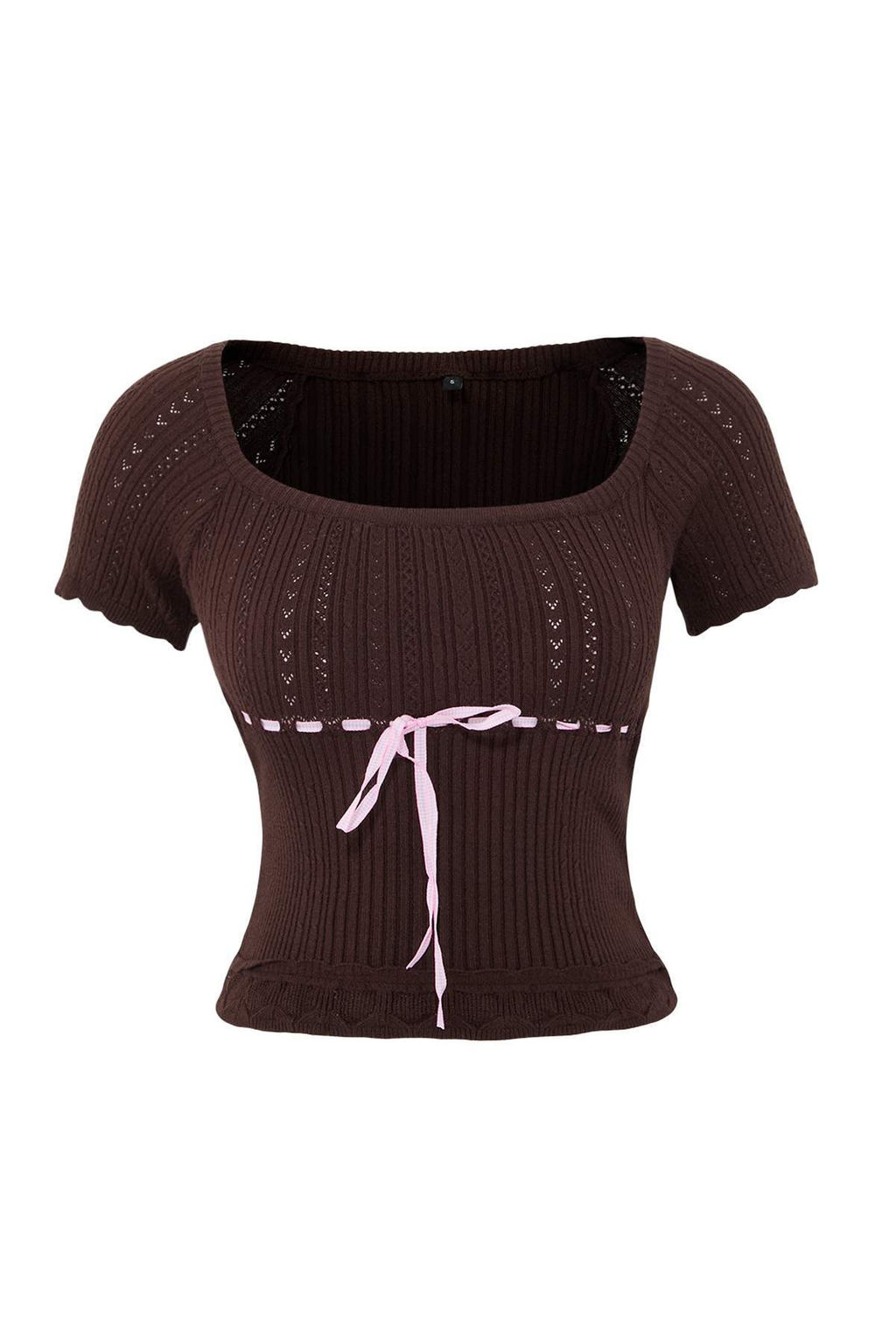 Trendyolmilla Ekru Premium Iplik/Ozel Iplik Kurdele Detayl? Kare Yaka Triko Bluz TWOSS25BZ00182  фото 10