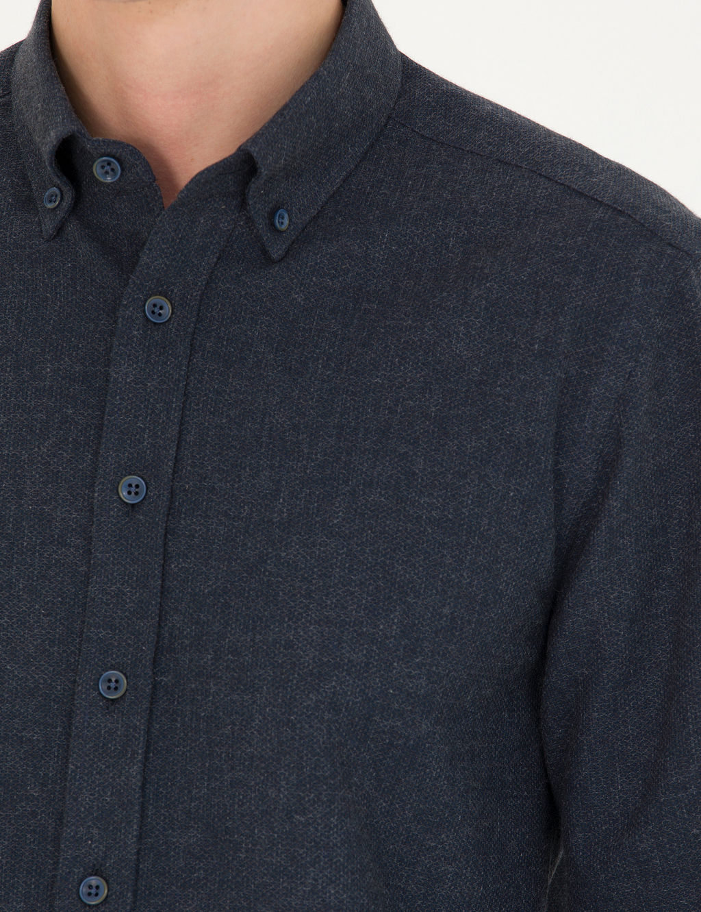 Lacivert Slim Fit Uzun Kollu G_mlek