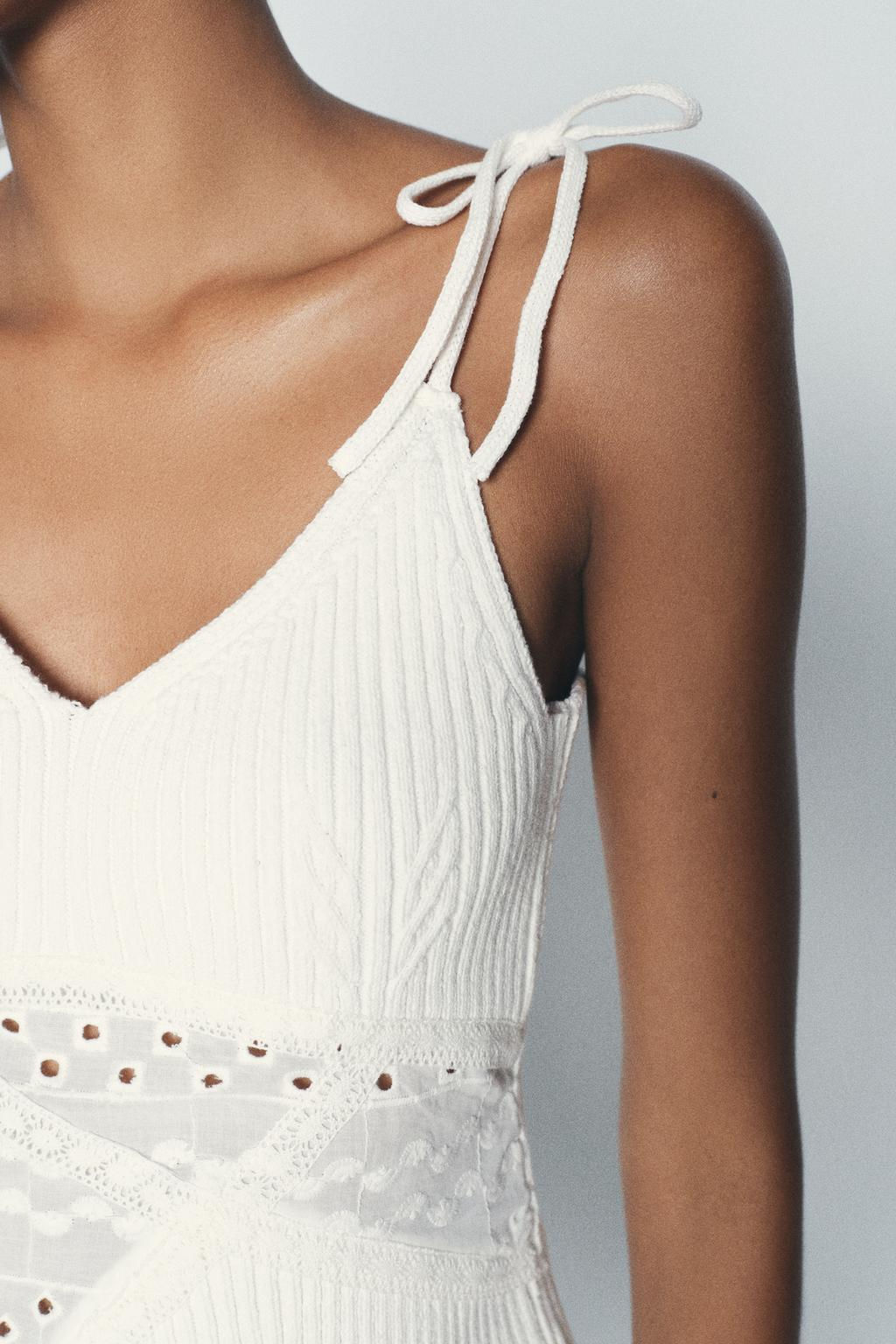 CONTRAST KNIT TOP WITH CUTWORK EMBROIDERY - Zara фото 4