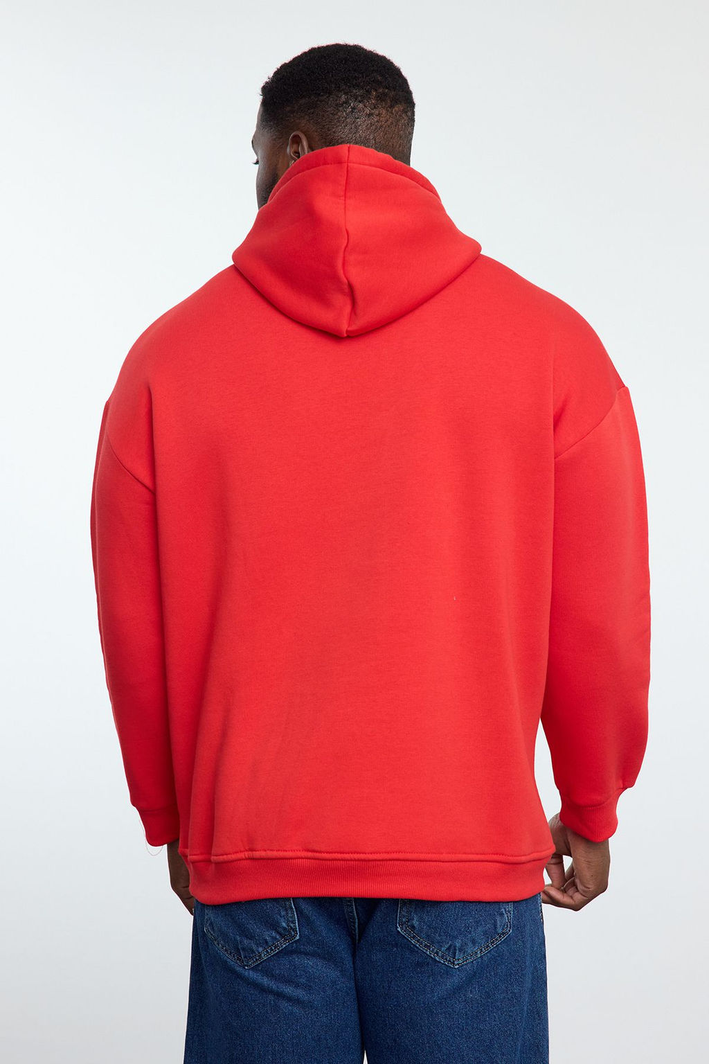 TRENDYOL MAN Buyuk Beden K?rm?z? Oversize/Genis Kesim Kapusonlu Ici Polarl? Sweatshirt TMNAW25AO00005 - Trendyolmilla фото 5
