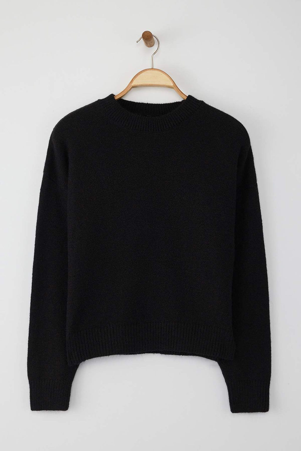 Wardrobe Essentials Siyah Alpaka Yun Kar?s?ml? Premium Iplik Genis Kal?p Triko Kazak |TWOAW26KZ00080