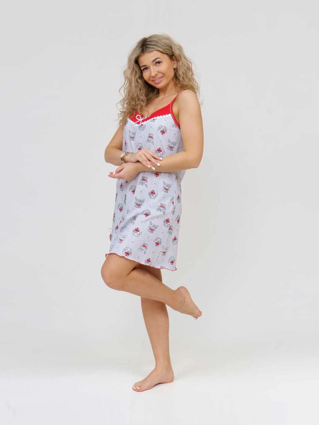 Ночная сорочка женская, цвет белый красный черный