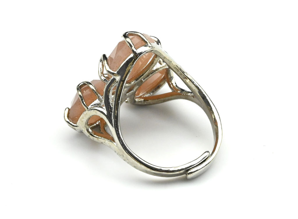 Модное кольцо с солнечным камнем, серебристое Радуга камня