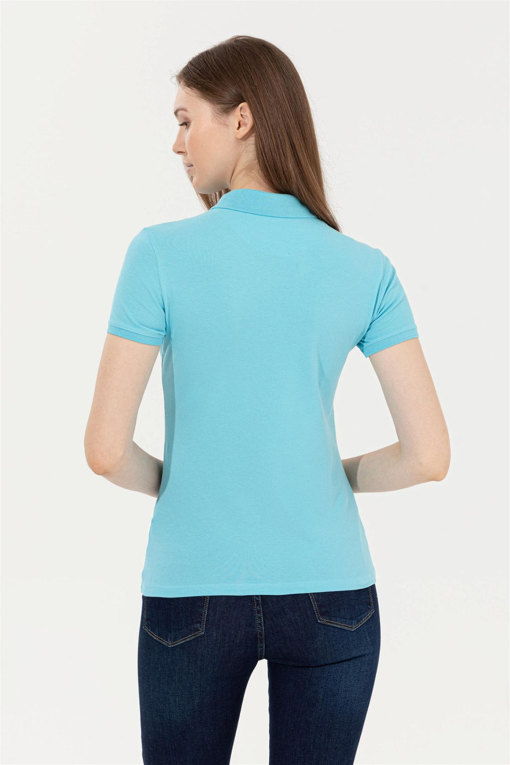 Женская бирюзовая футболка с воротником поло Basic - U.s. polo assn фото 11