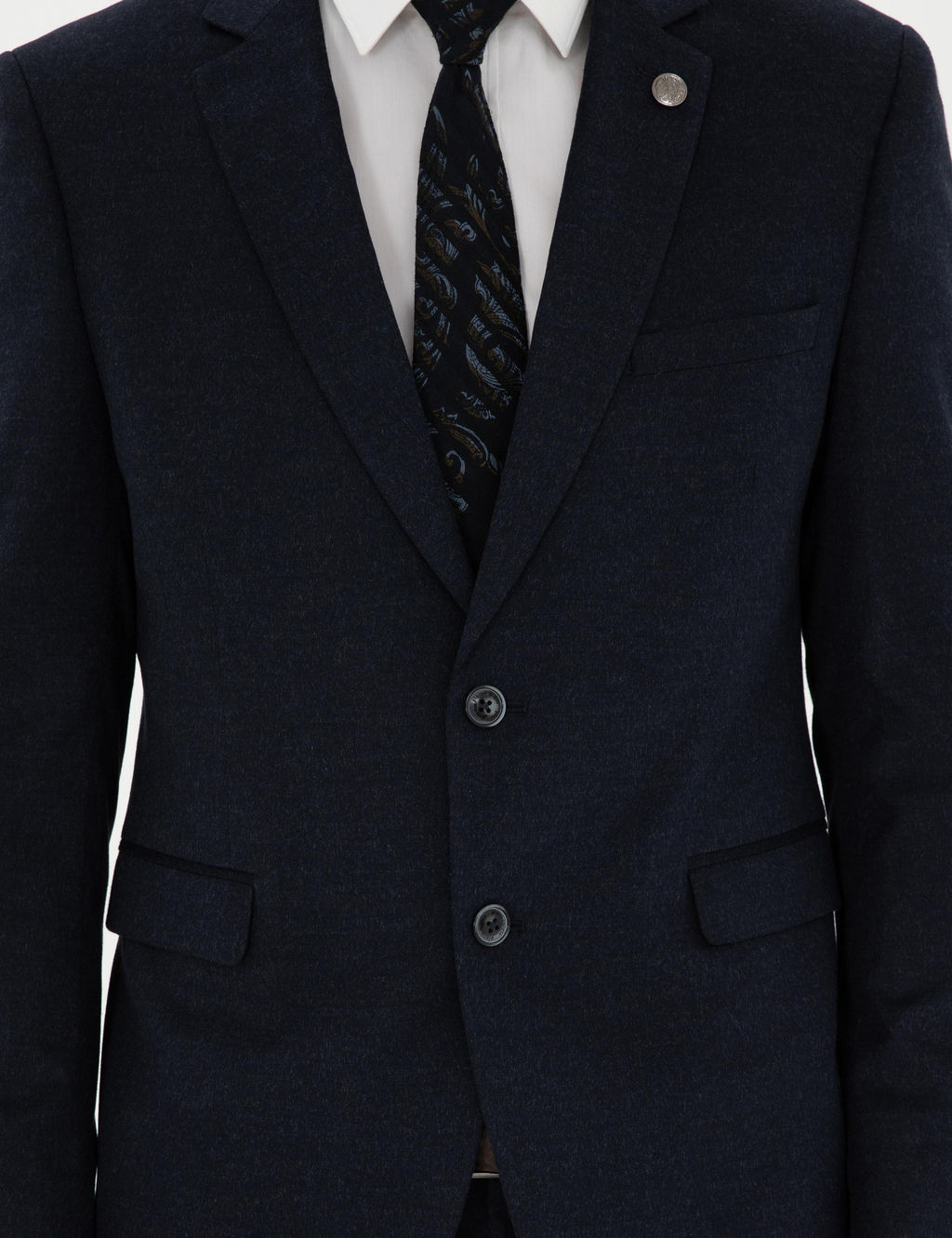 Lacivert Slim Fit Tak_m Elbise
