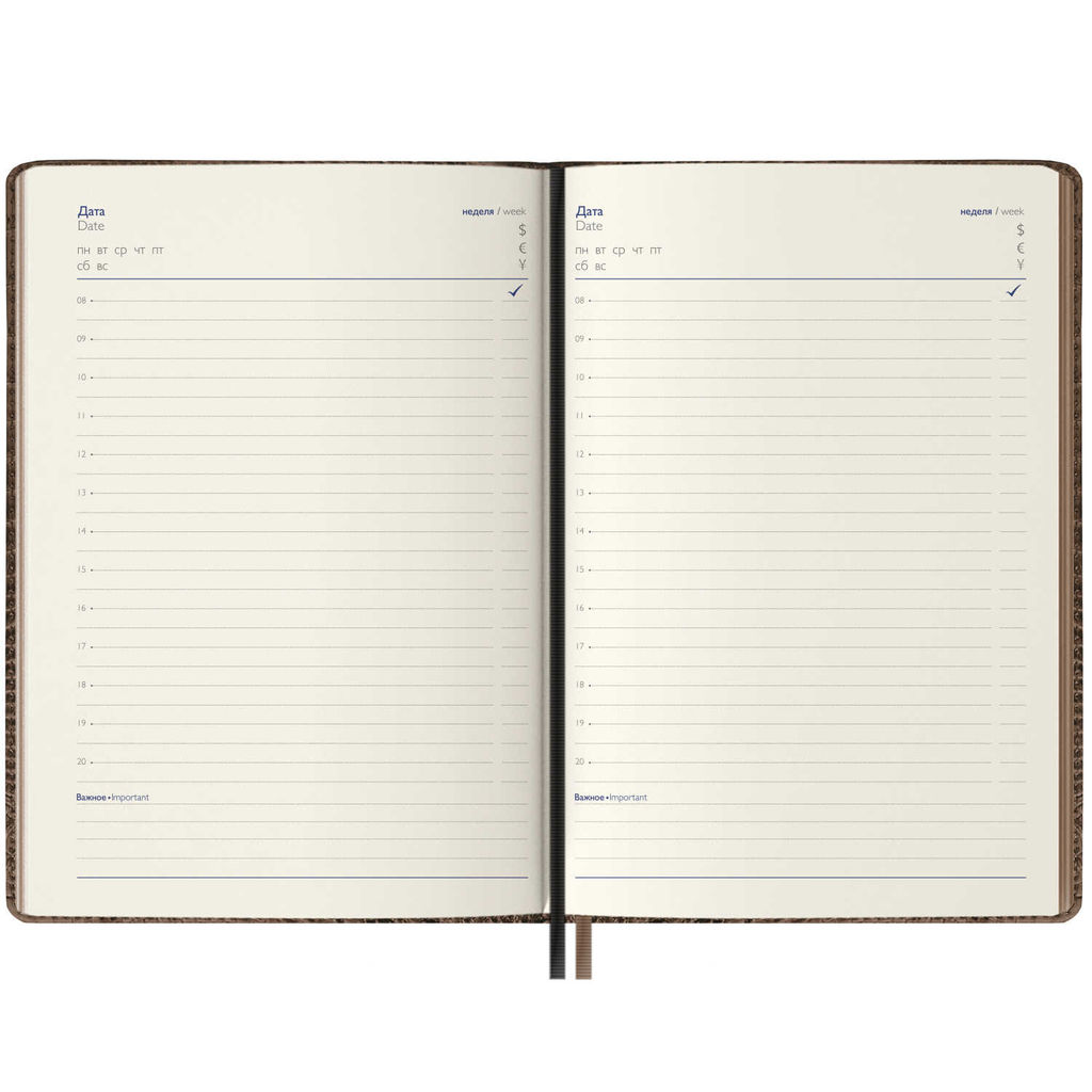 Ежедневник недатированный ESCALADA, А5+, 160 л., арт. 63933/ 10 АЛЛИГАТОР СВЕТЛО-КОРИЧНЕВЫЙ  фото 3