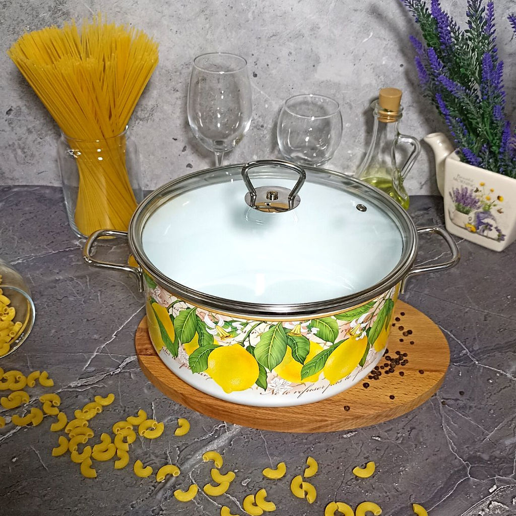 Кастрюля 5,0л цил. Лимон/Limon 1SB245S белосн.