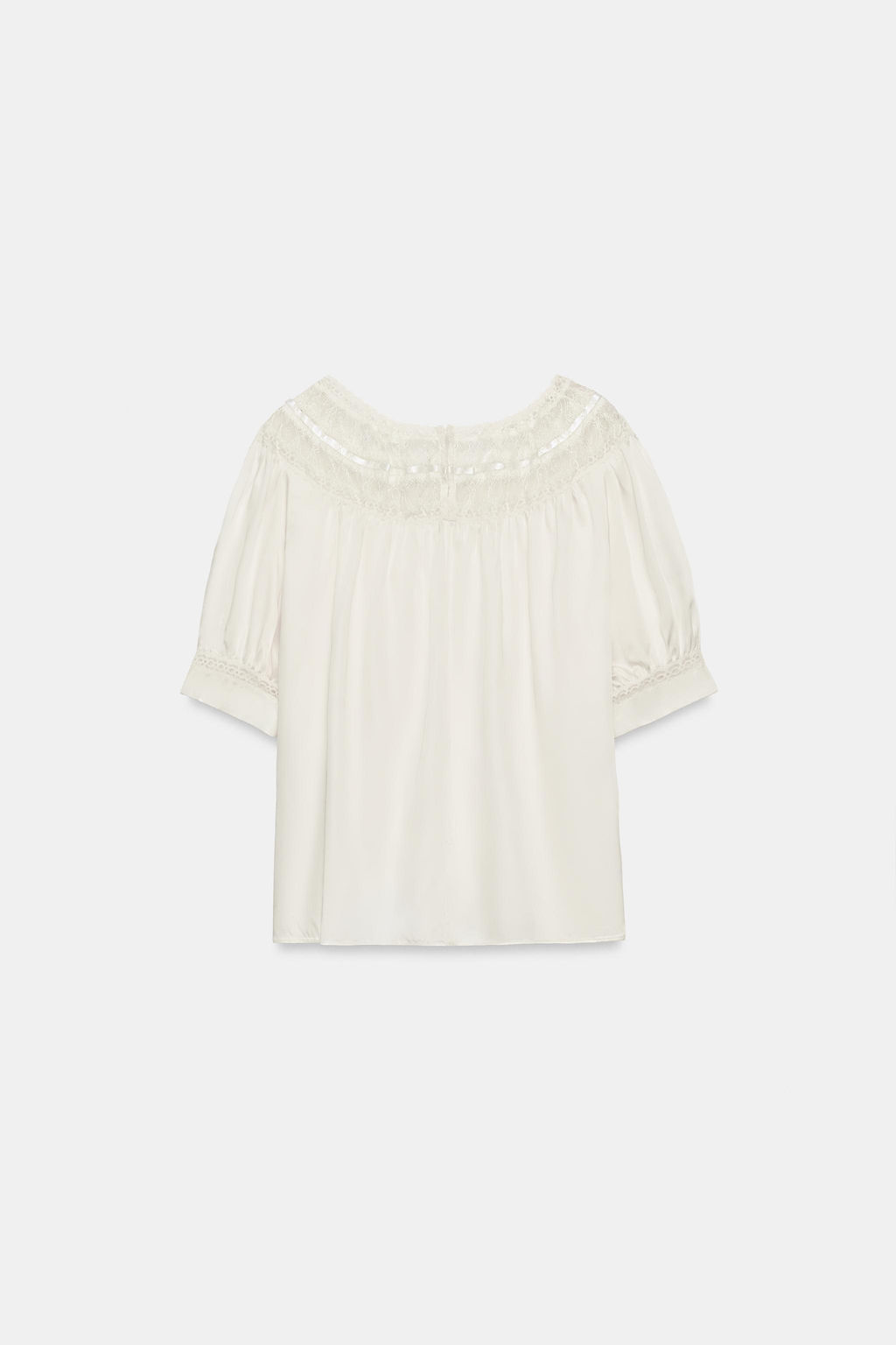 BLUSA MANGA CORTA ENCAJE ZW COLLECTION / Blanco - Zara фото 5