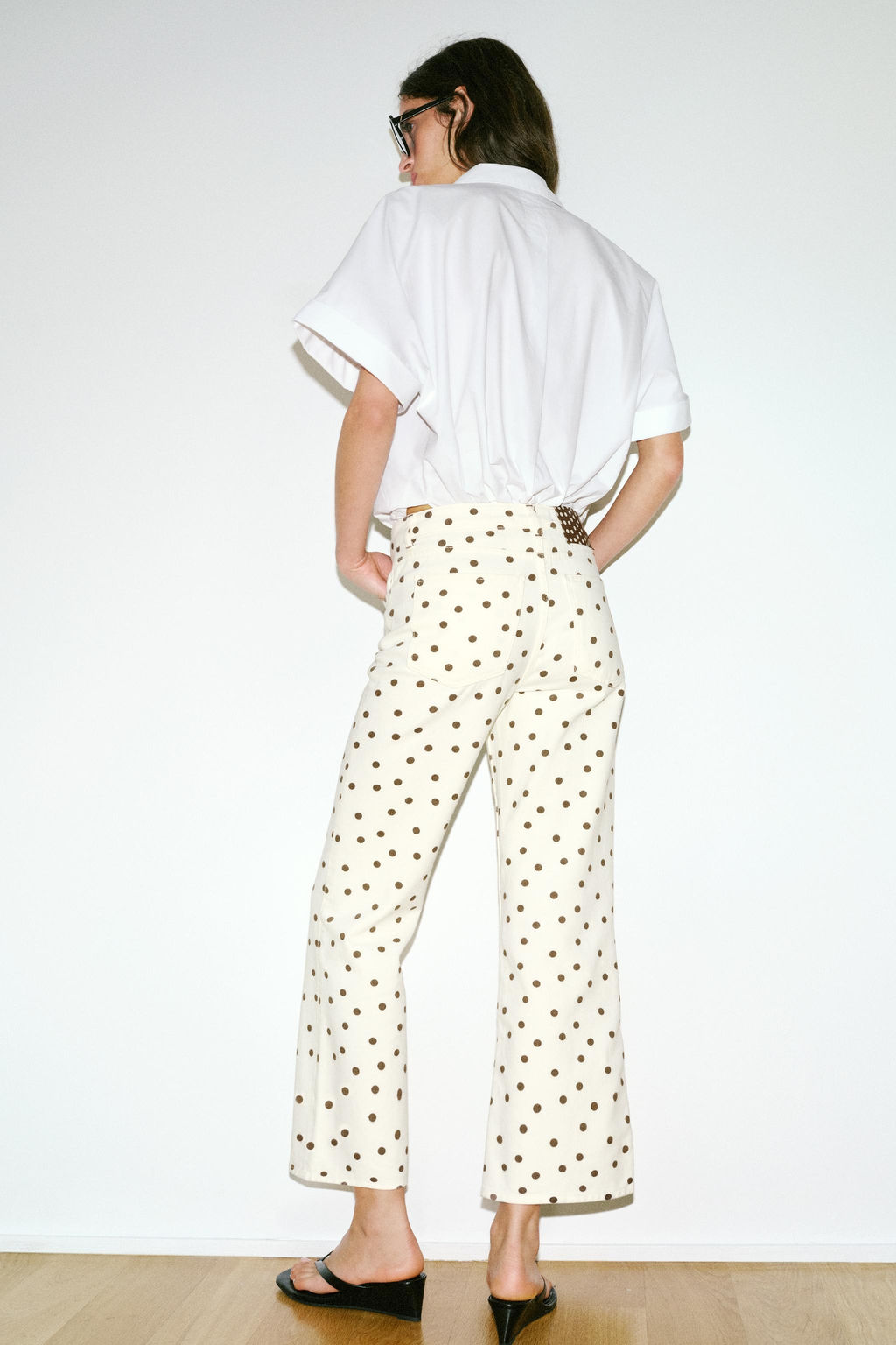 JEANS Z1975 MINI FLARE TIRO MEDIO LUNARES / Blanco roto - Zara фото 3