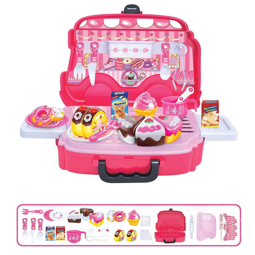 Игровой набор ABtoys Чудо-чемоданчик на колесиках Кондитерская 25 предметов  фото 3