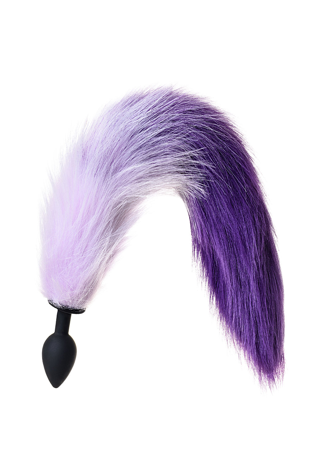 Анальная втулка с бело-фиолетовым хвостом POPO Pleasure by TOYFA, S, силикон, черная, 45 см, 2,7 с  фото 3