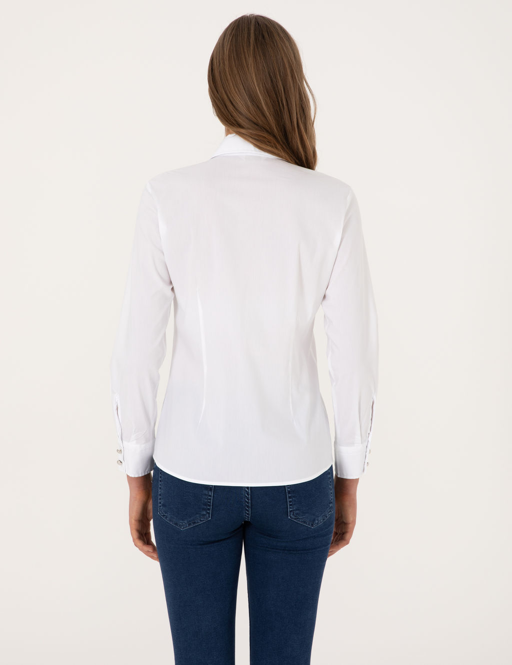 Beyaz Slim Fit Uzun Kollu G_mlek