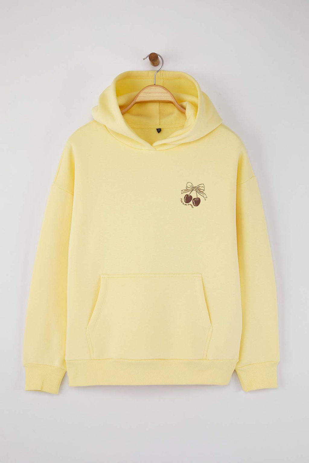 Teen Ac?k Sar? S?rt Bask?l? Oversize Kal?p Kal?n Ici Polarl? Orme Sweatshirt TWOAW26SW00192 - Trendyolmilla фото 7