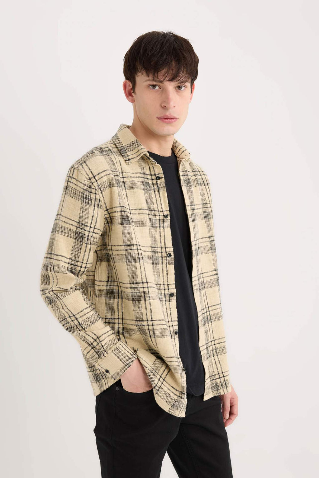 Regular Fit Basic Duz Pamuklu Uzun Kollu Gomlek - Defacto фото 2