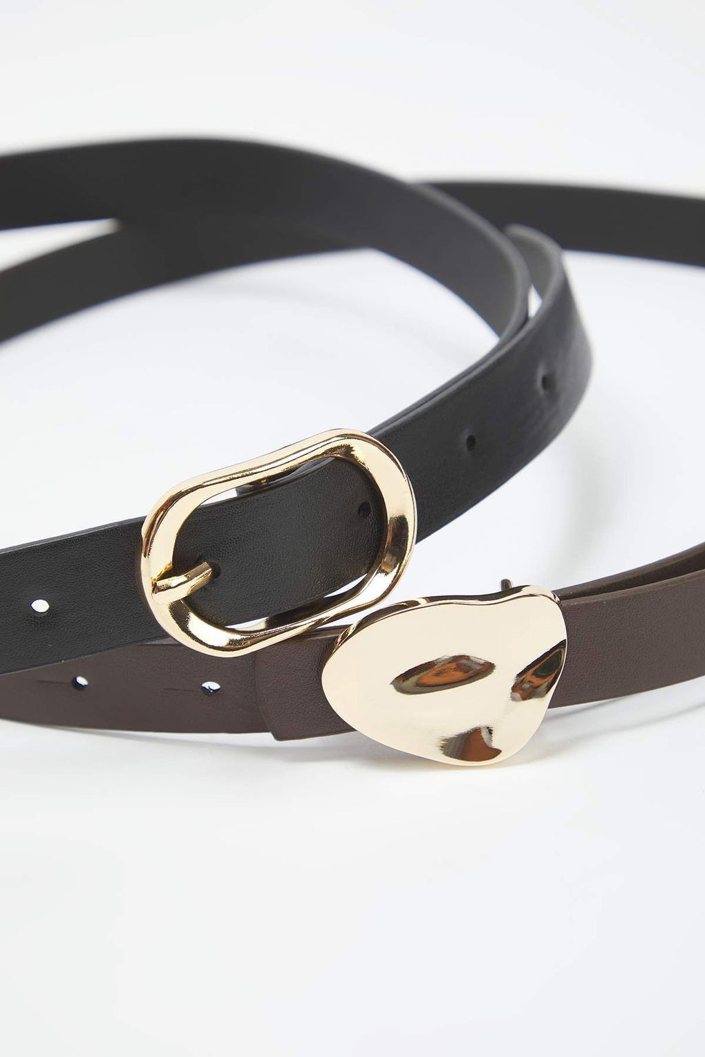 Siyah-Kahverengi 2li Paket Deri Gorunumlu Kemer TWOAW26KE00009