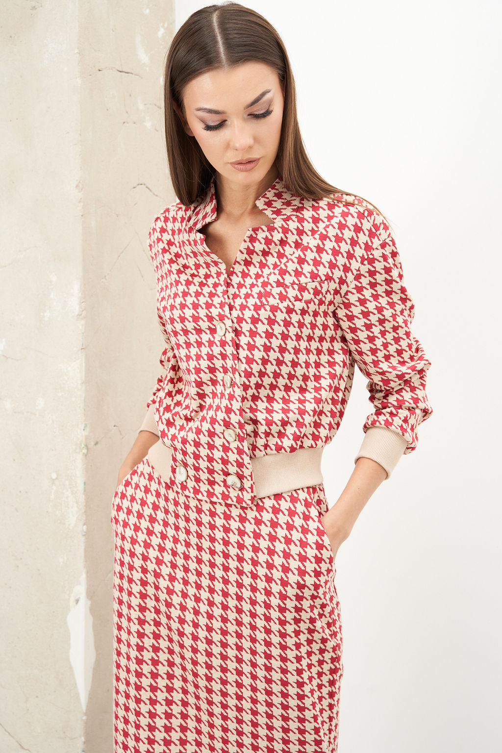 Костюм юбочный 4561 красный - Fantazia mod фото 4