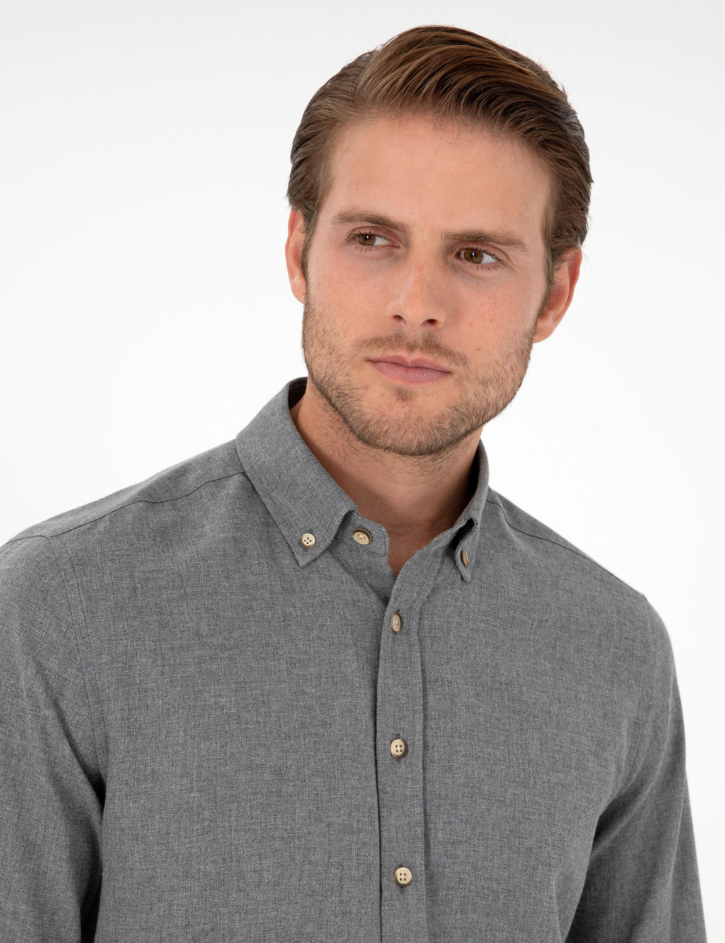 Gri Slim Fit Uzun Kollu G_mlek - Pierre cardin фото 2