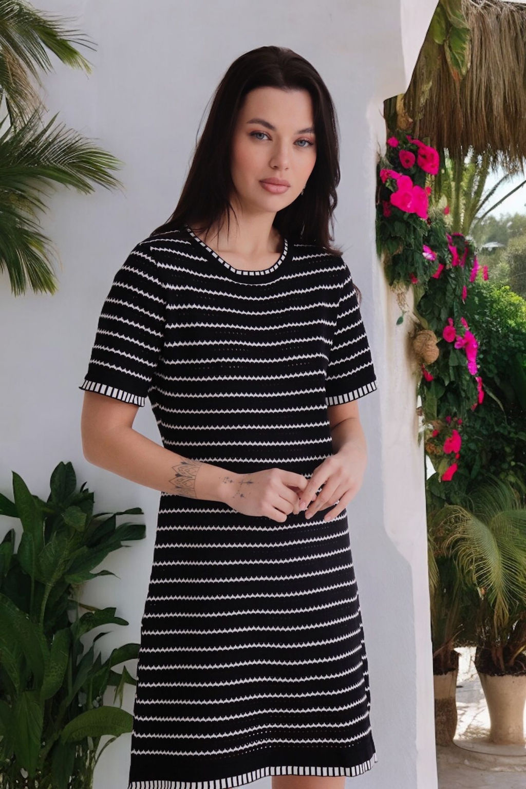 Платье вязаное чёрное в полоску - Martichelli фото 17