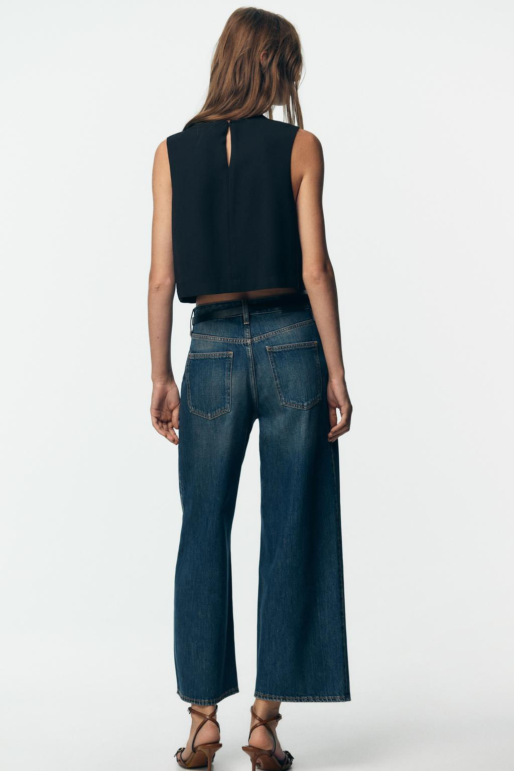 Z1975 HIGH-WAIST BELTED CULOTTES JEANS - Zara фото 7