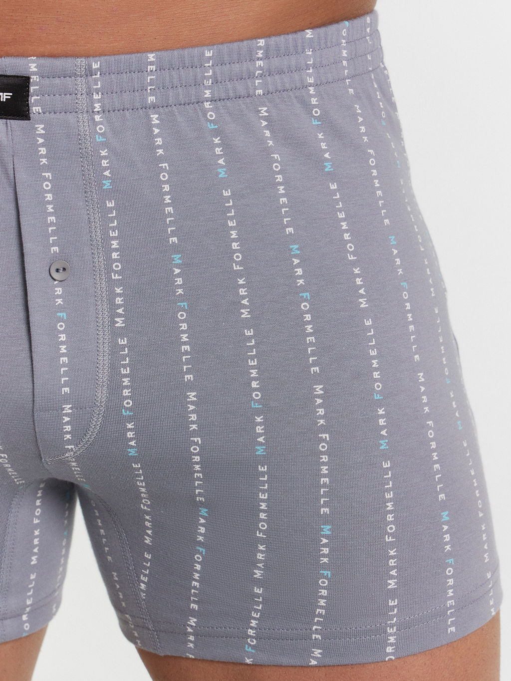 Цена за 2 штуки! Трусы шорты мужские серые в полоску текст полоска на сизом 411152 - Mark formelle фото 3