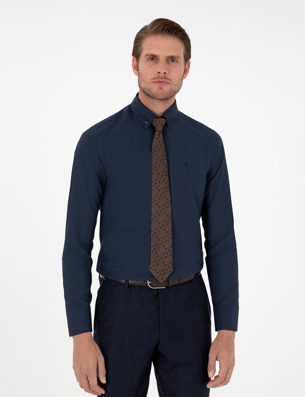 Lacivert Slim Fit Uzun Kollu G_mlek - Pierre cardin фото 3