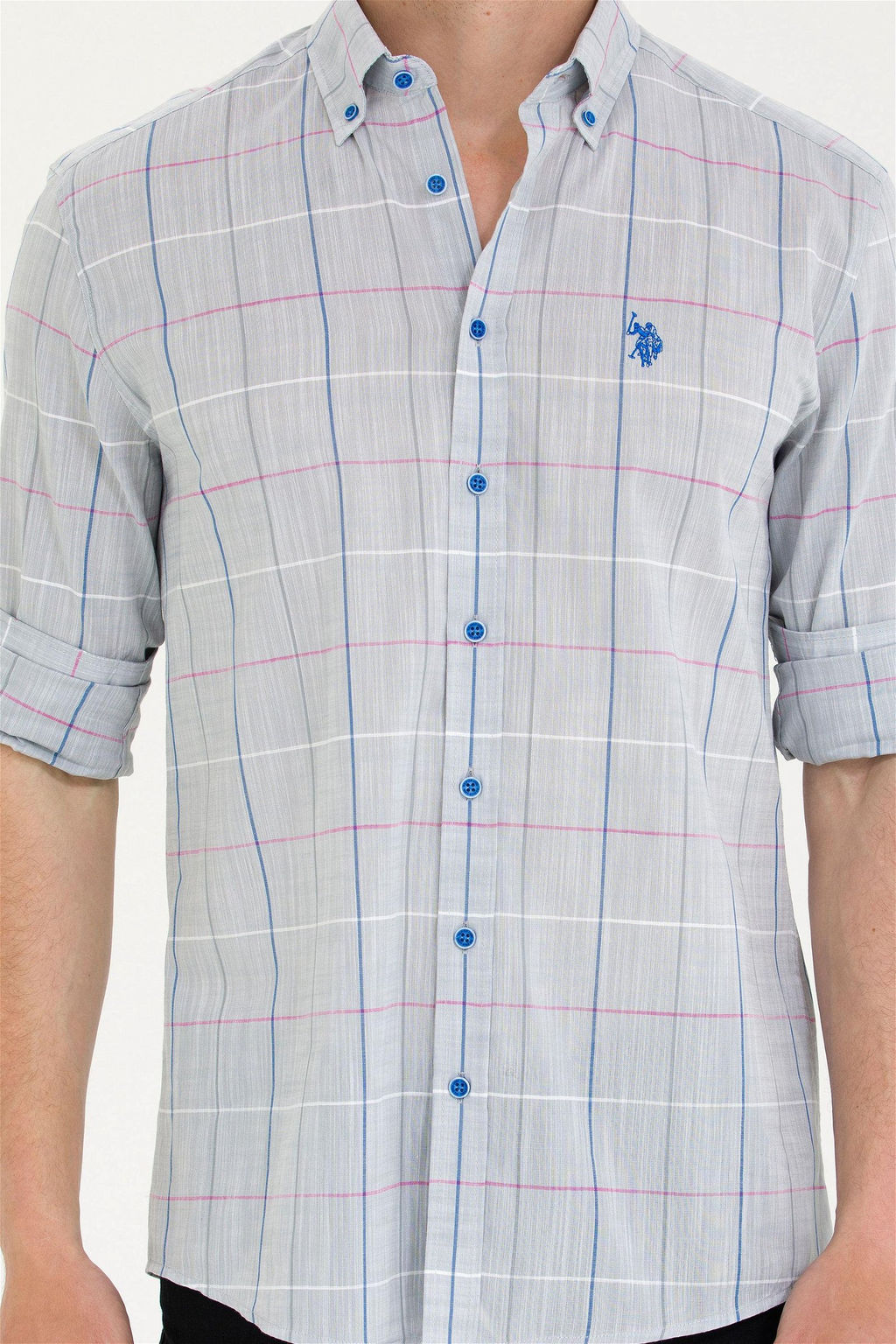 U. S. Polo Assn Мужская серая рубашка в шотландскую клетку - U.s. polo assn фото 13